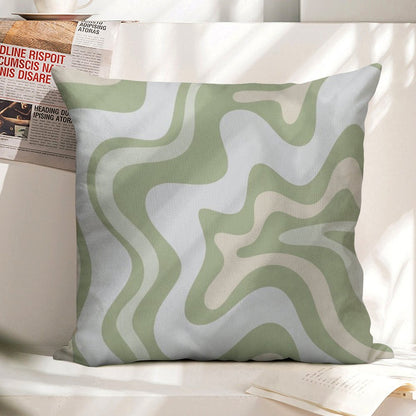 Liquid Swirl Contemporary Abstract in Light Sage Green Grey Almond Linen Throw Pillow Cover