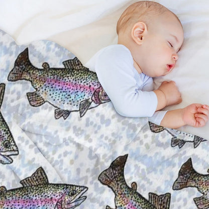 Rainbow Trout Fish Pattern Throw Blanket