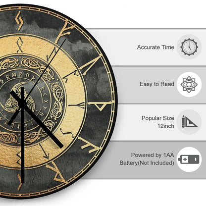 Triple Horn Of Odin Wall Clock