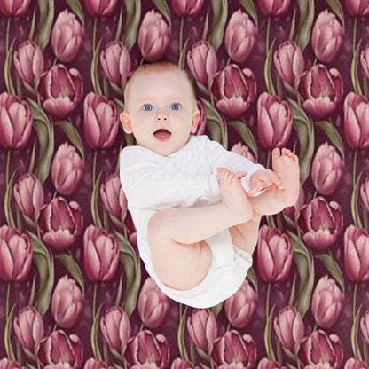 Pretty Pink Tulips Pattern Throw Blanket