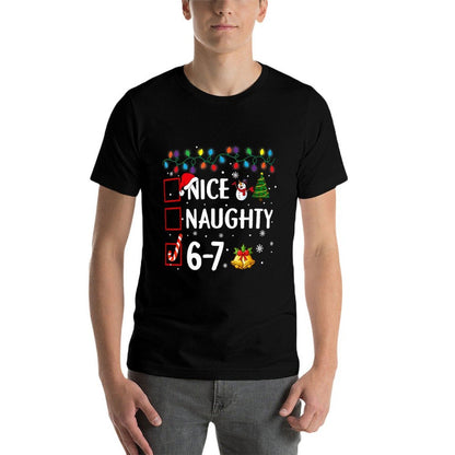 Funny 6-7 Meme Nice Naughty 67 Christmas Brain Rot  Quick-drying T-Shirt