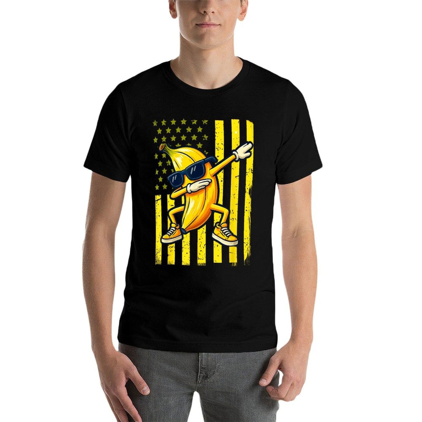 Graphic Banana Retro American Dabbing Banana Lover  Relaxed-fit T-Shirt