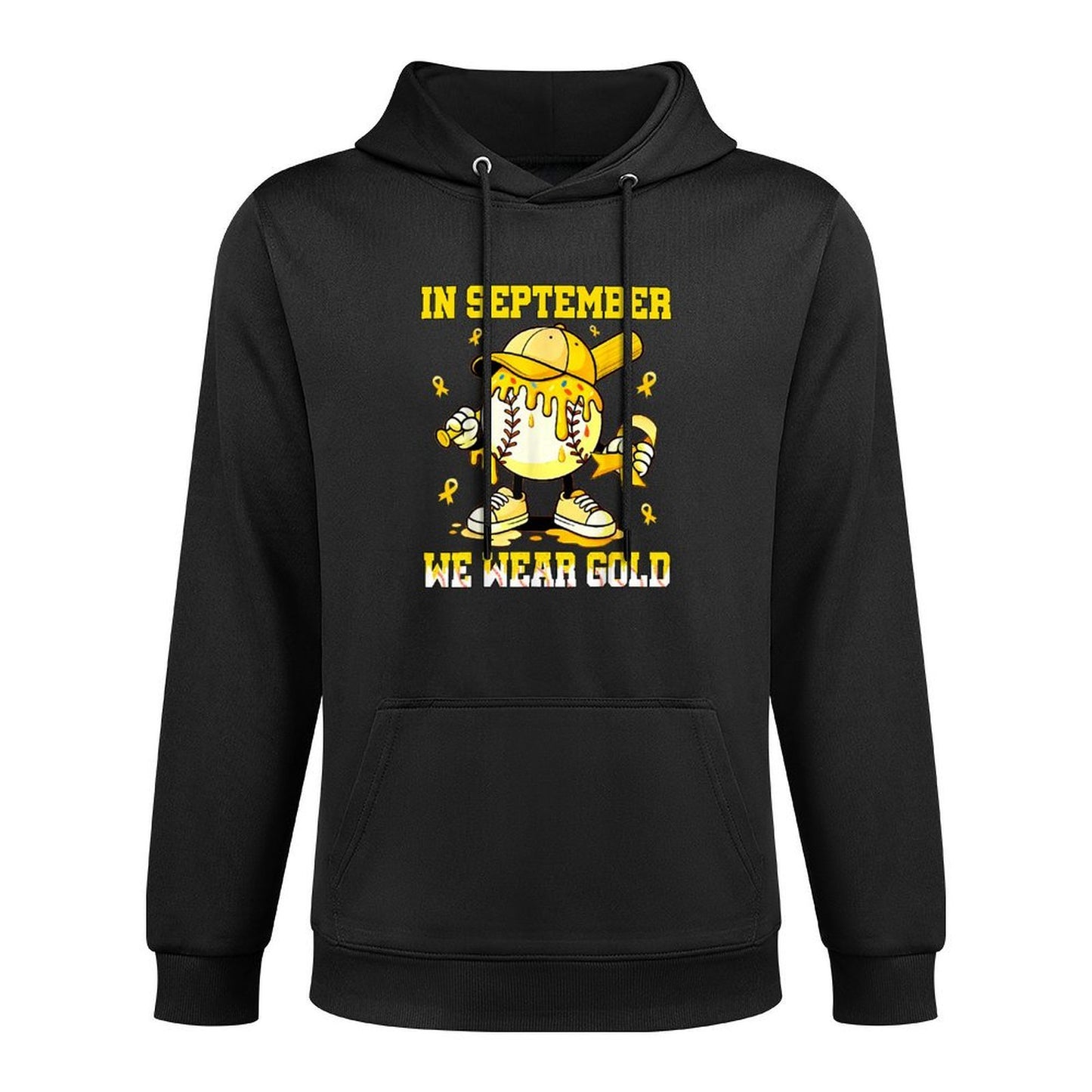 in September We Wear Gold Baseball Drip Boy Childhood Cancer Relaxed Fit Hoodie