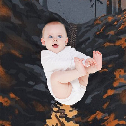 Retro Styled Mountain Biking Dirt Jumper Sunset Throw Blanket