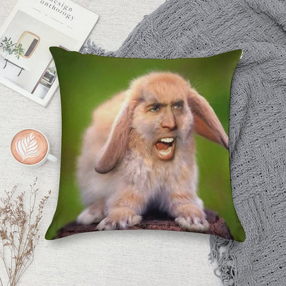 Nicolas Cage Bunny Photoshop Soft Warmth Comfort Throw Pillow