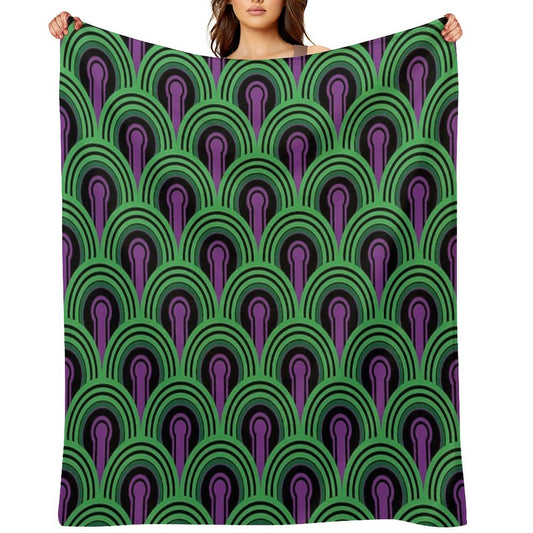 Geometric Pattern Keyhole Arch PurpleGreen Throw Blanket