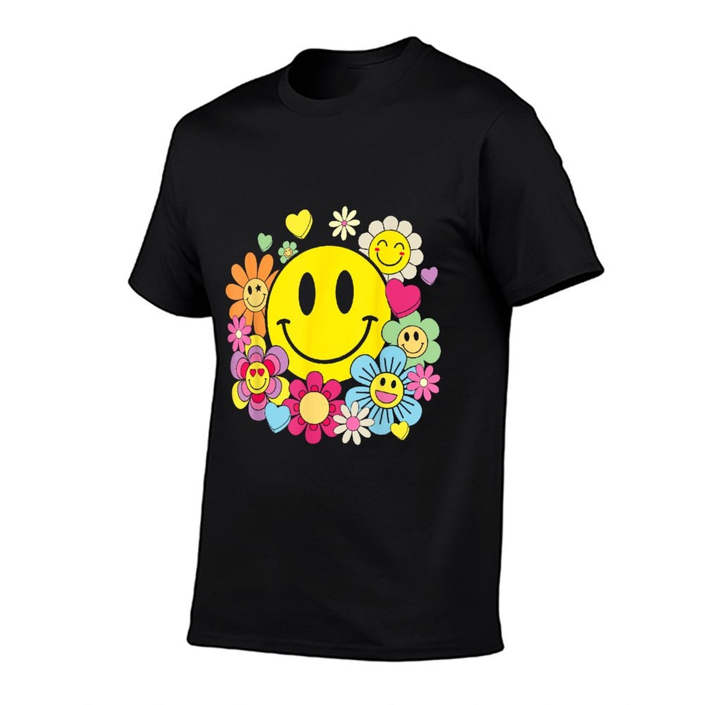 Retro Smile Face Flower Happy Face Flowers Heart Kids Girls T-Shirt