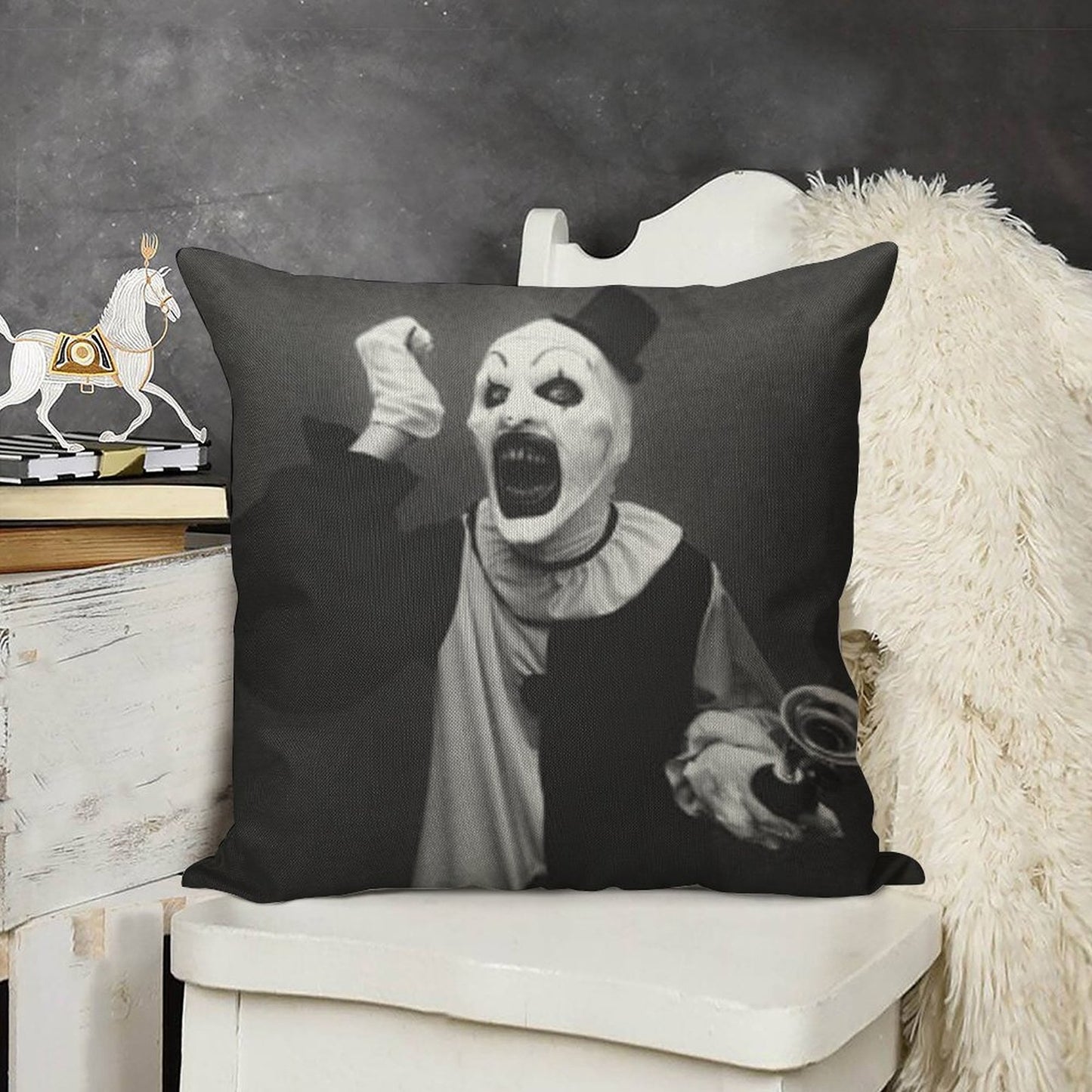 Terrifier Art The Clown Horror Linen Throw Pillow Cover