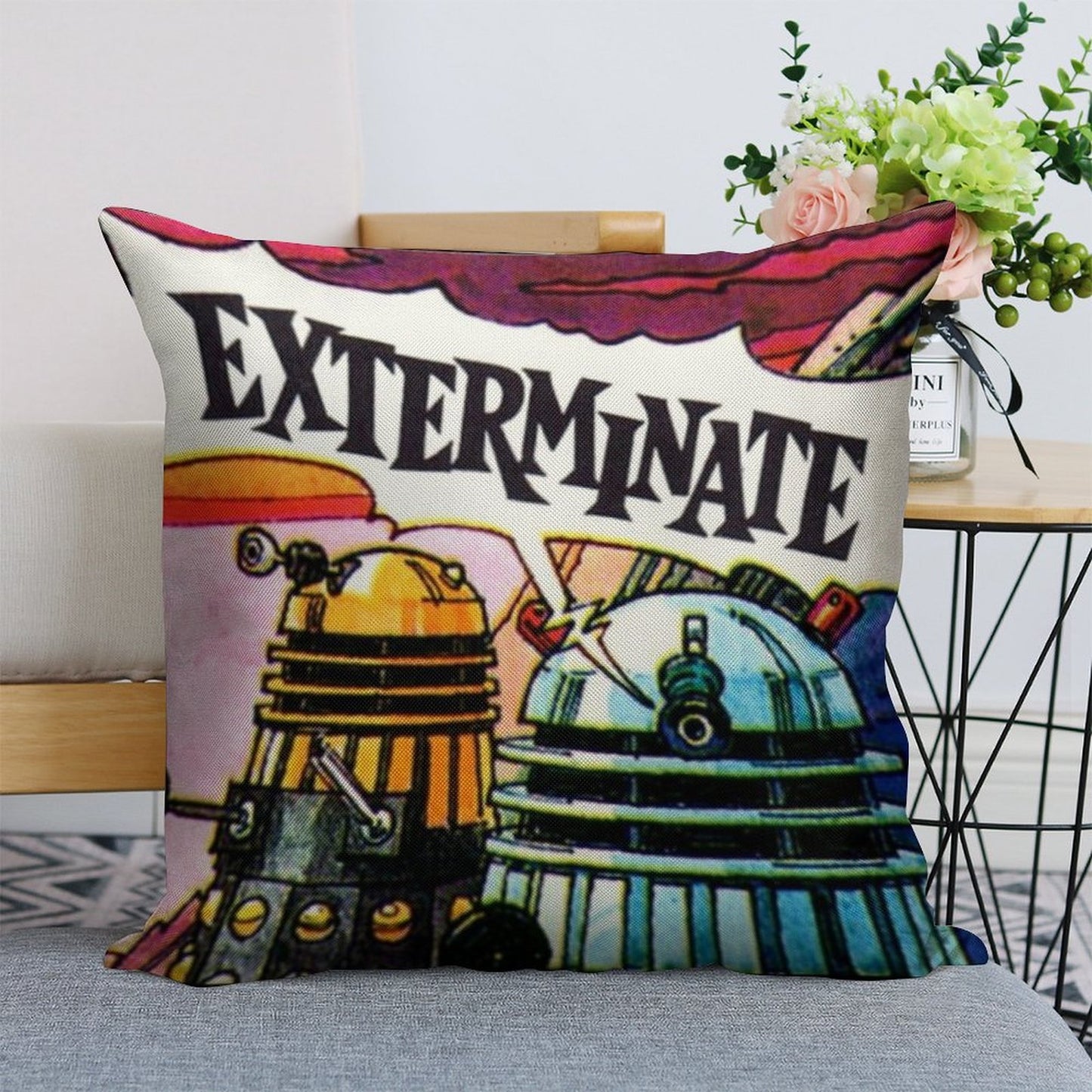 EXTERMINATE! Linen Throw Pillow Cover