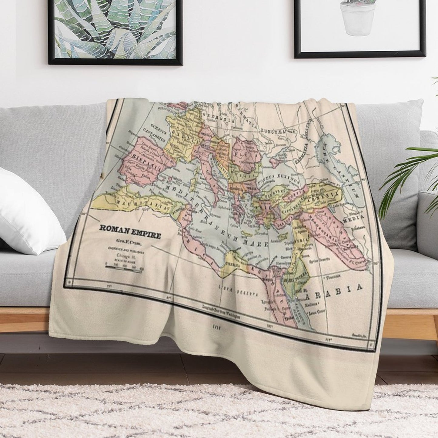 Vintage Map of The Roman Empire Throw Blanket