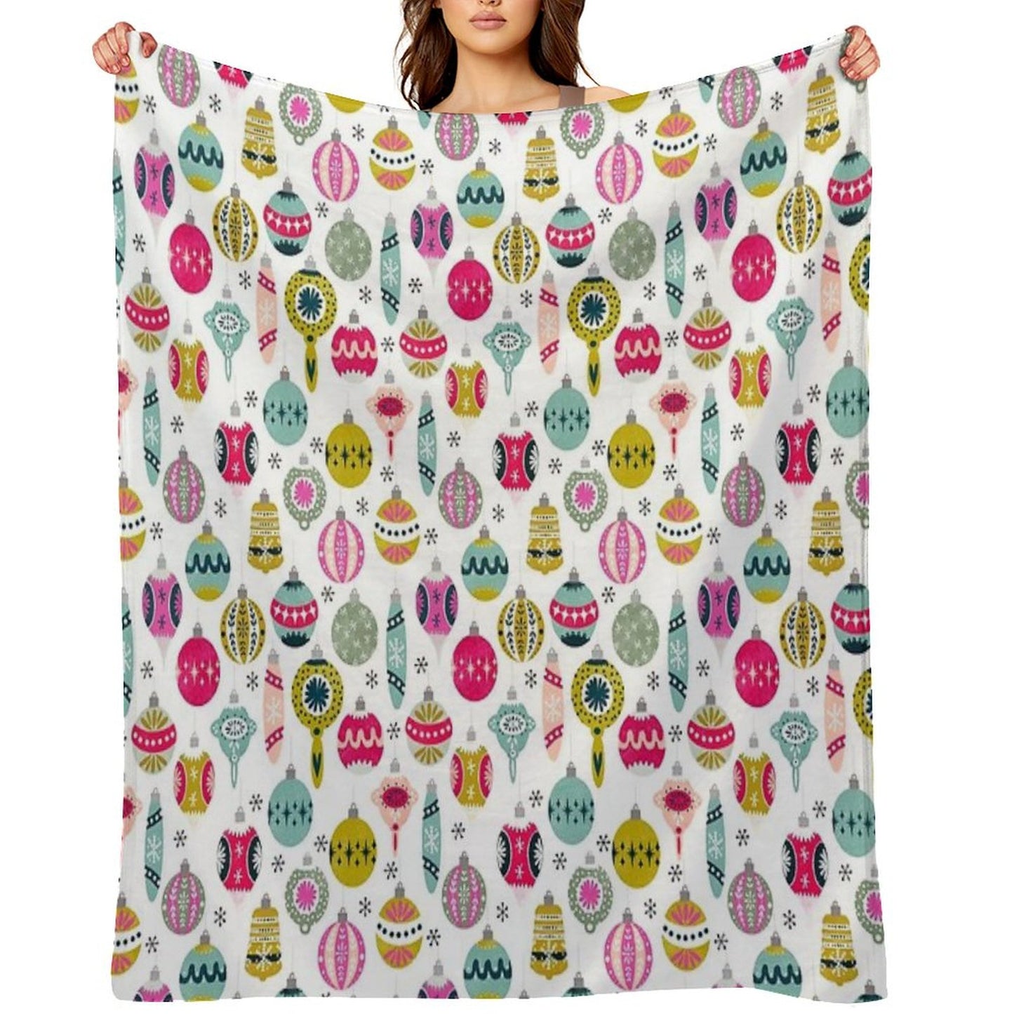 Ornaments - White by Andrea Lauren Throw Blanket