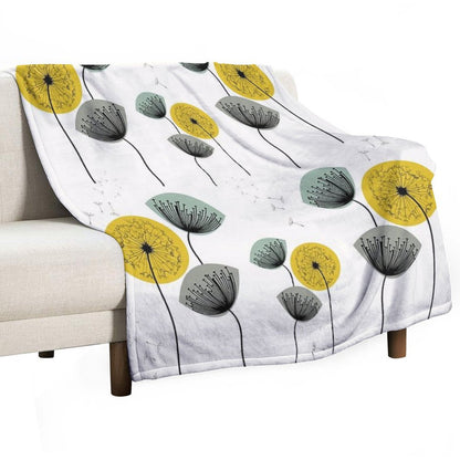 Mid Century Dandelions Throw Blanket