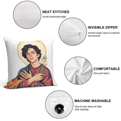 Timothee Chalamet SaintGod Sticker Soft Shrink-Resistant Throw Pillow