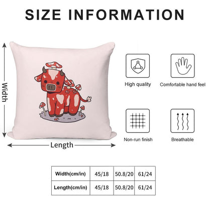 Little Mooshroom Soft Hidden Zipper Throw Pillow