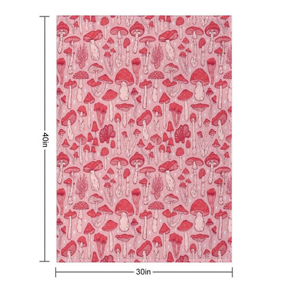 Deadly Mushrooms Red on Pink Throw Blanket