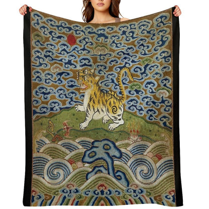 Chinese Tiger - Rank Badge Throw Blanket