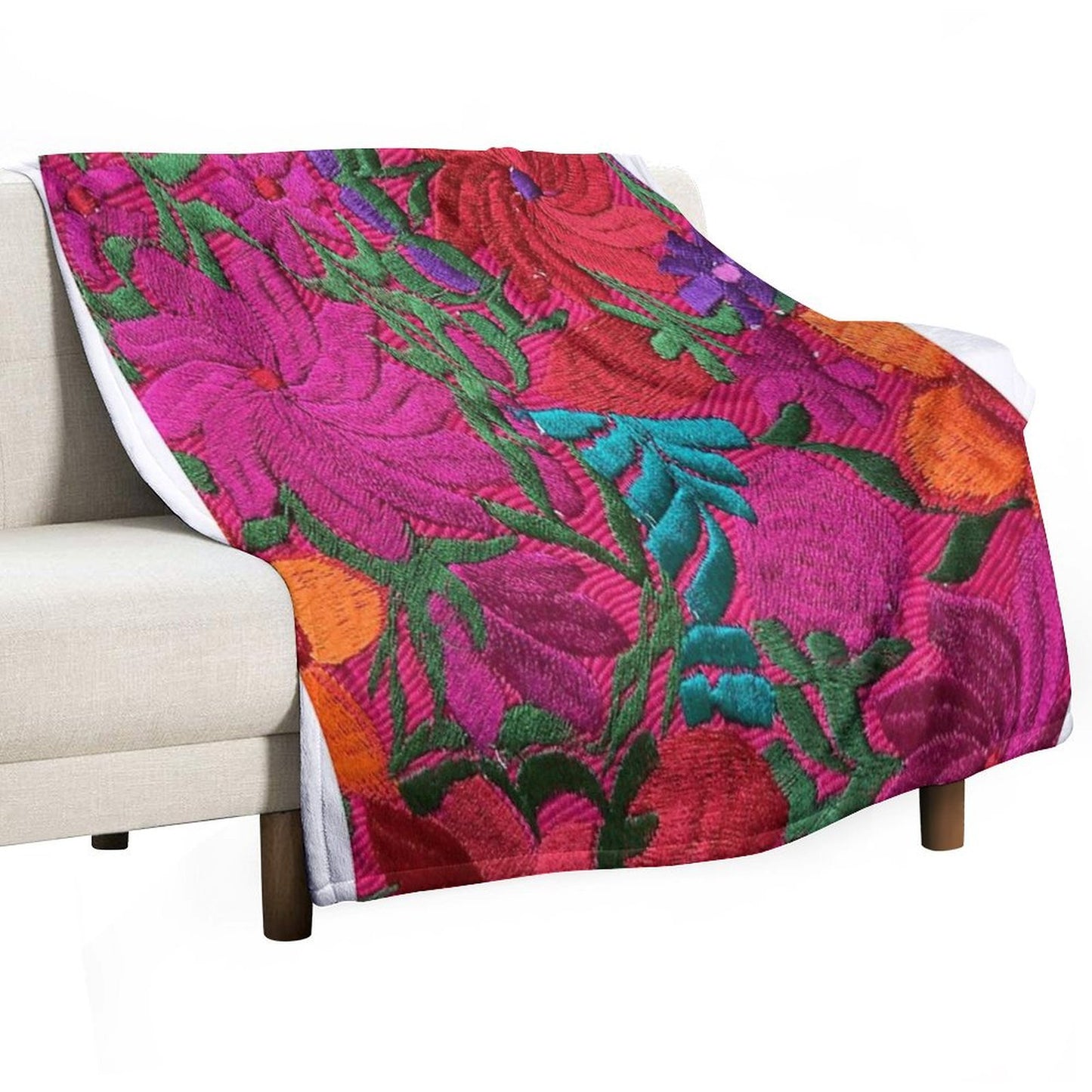 Mexican Embroidered Throw Blanket