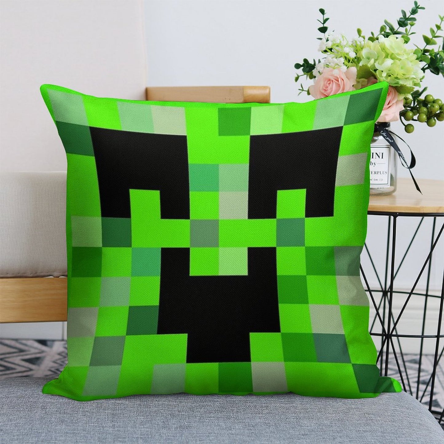 Kawaii Creeper Linen Throw Pillow Cover