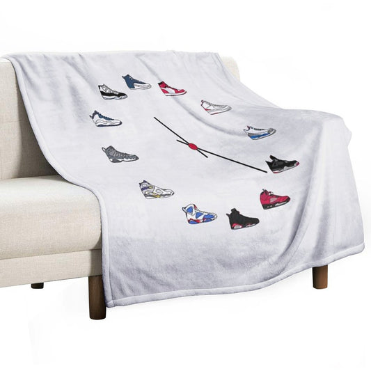 Jordan Sneaker Clock Throw Blanket