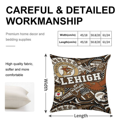 Lehigh University Collage Linen Throw Pillow Cover