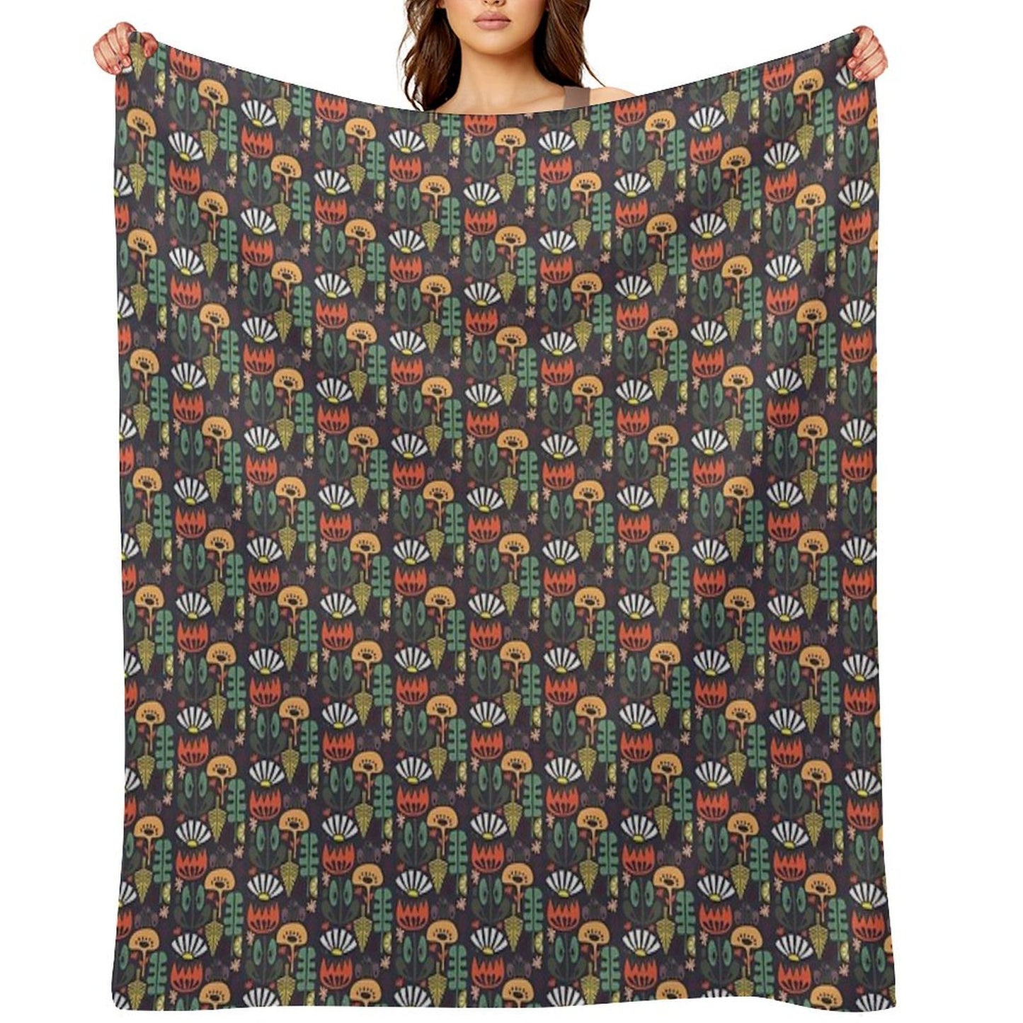Scandinavian Wildflowers Throw Blanket