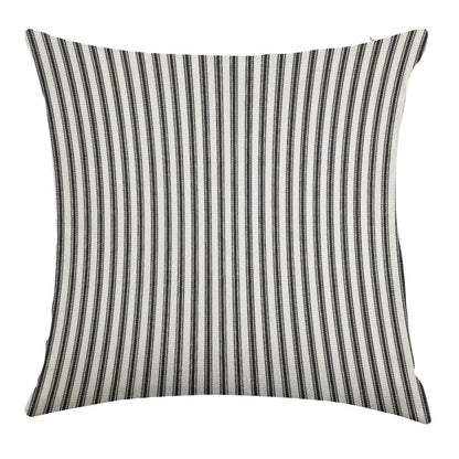 Old Fashioned Ticking Stripes Black And White Linen Throw Pillow Cover