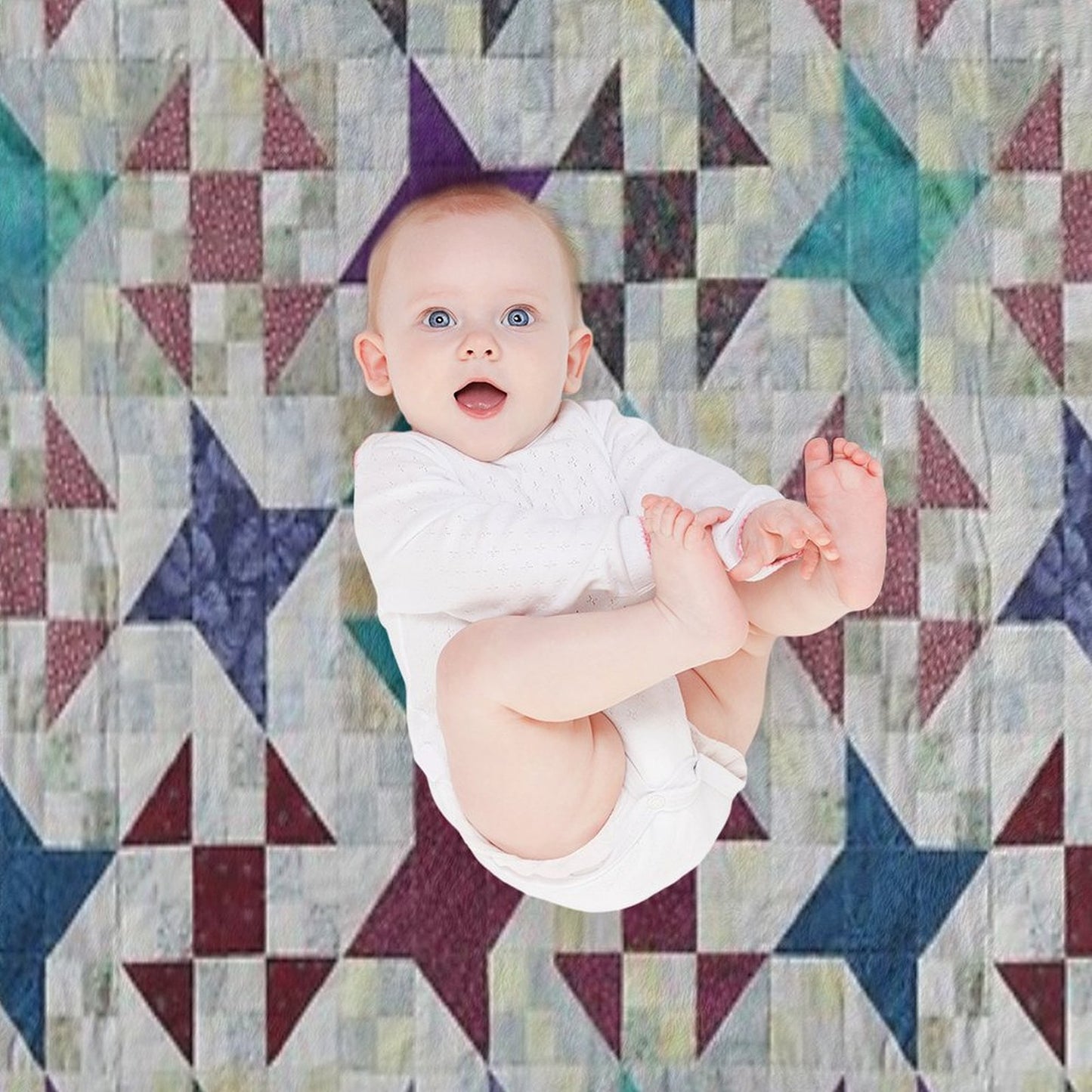 Churn Dash And Falling Stars Quilt Throw Blanket