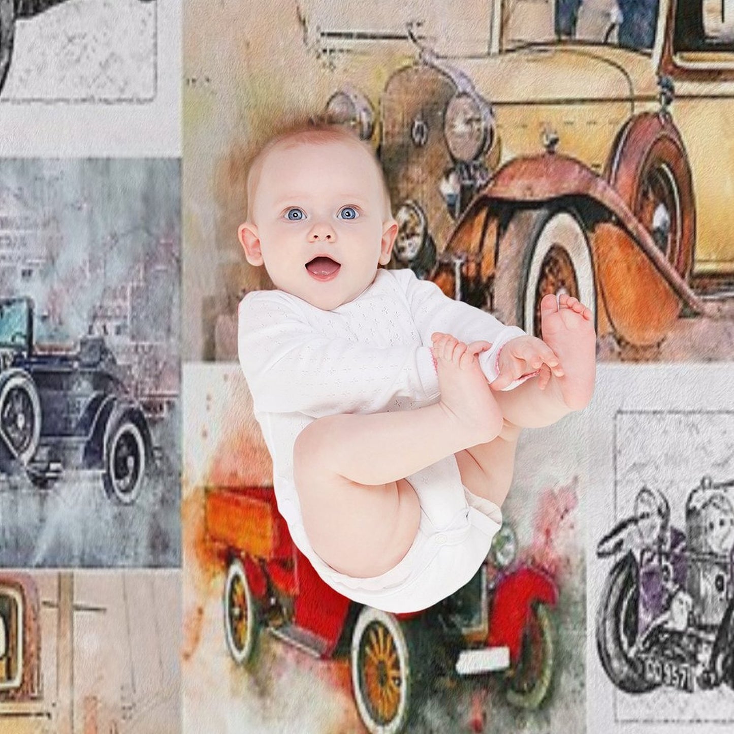 Classic Vintage Cars Montage #4 Throw Blanket