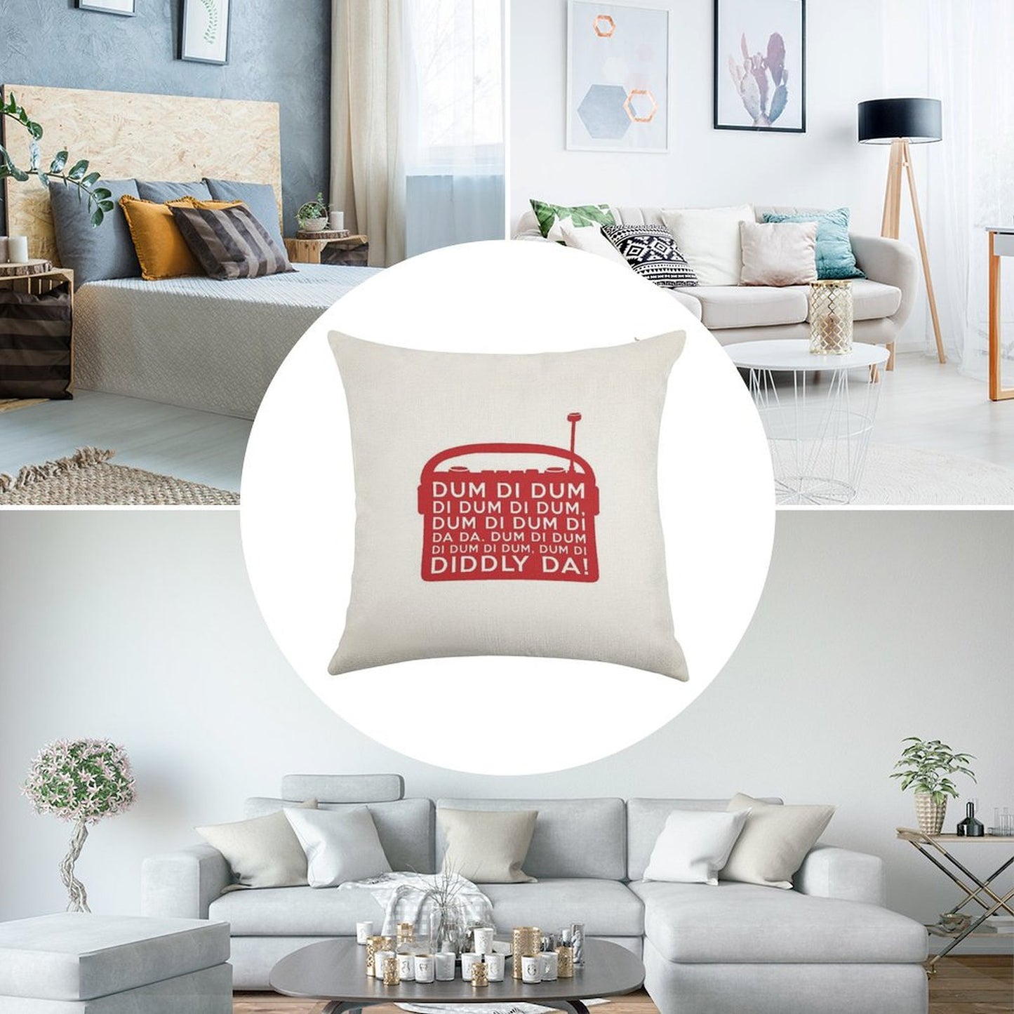Archers Dum Di Dum Theme Tune Radio Linen Throw Pillow Cover