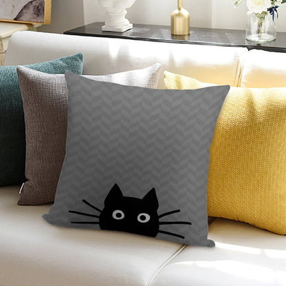 Black Cat Face Soft Gift Ready Throw Pillow