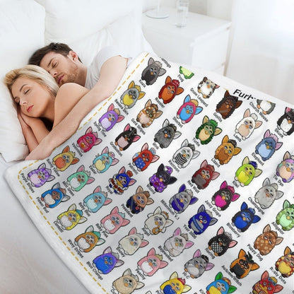 Furby Generations 1-8 Specials And Babies Throw Blanket
