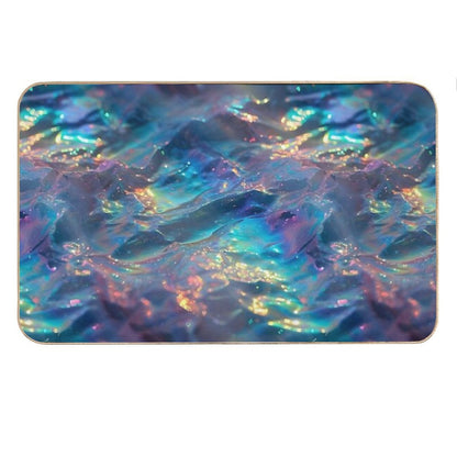 Sparkling Blue Rainbow Waves Bath Mat