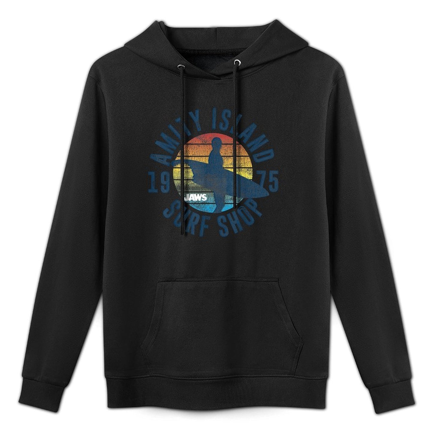 Jaws Amity Island Surf Board Kangaroo Pocket Hoodie