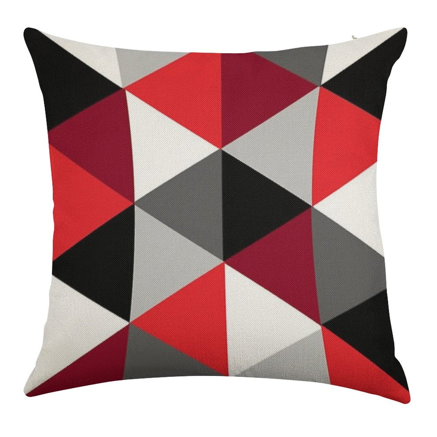 Red, Black, White And Grey Pattern Linen Throw Pillow Cover