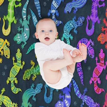 Bright Rainbow Geckos Throw Blanket