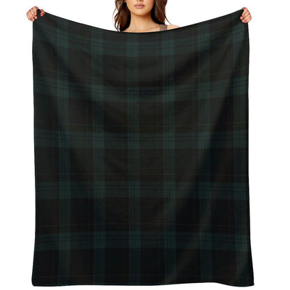 Dark Hunter Green And Deep Charcoal Tartan Plaid Throw Blanket