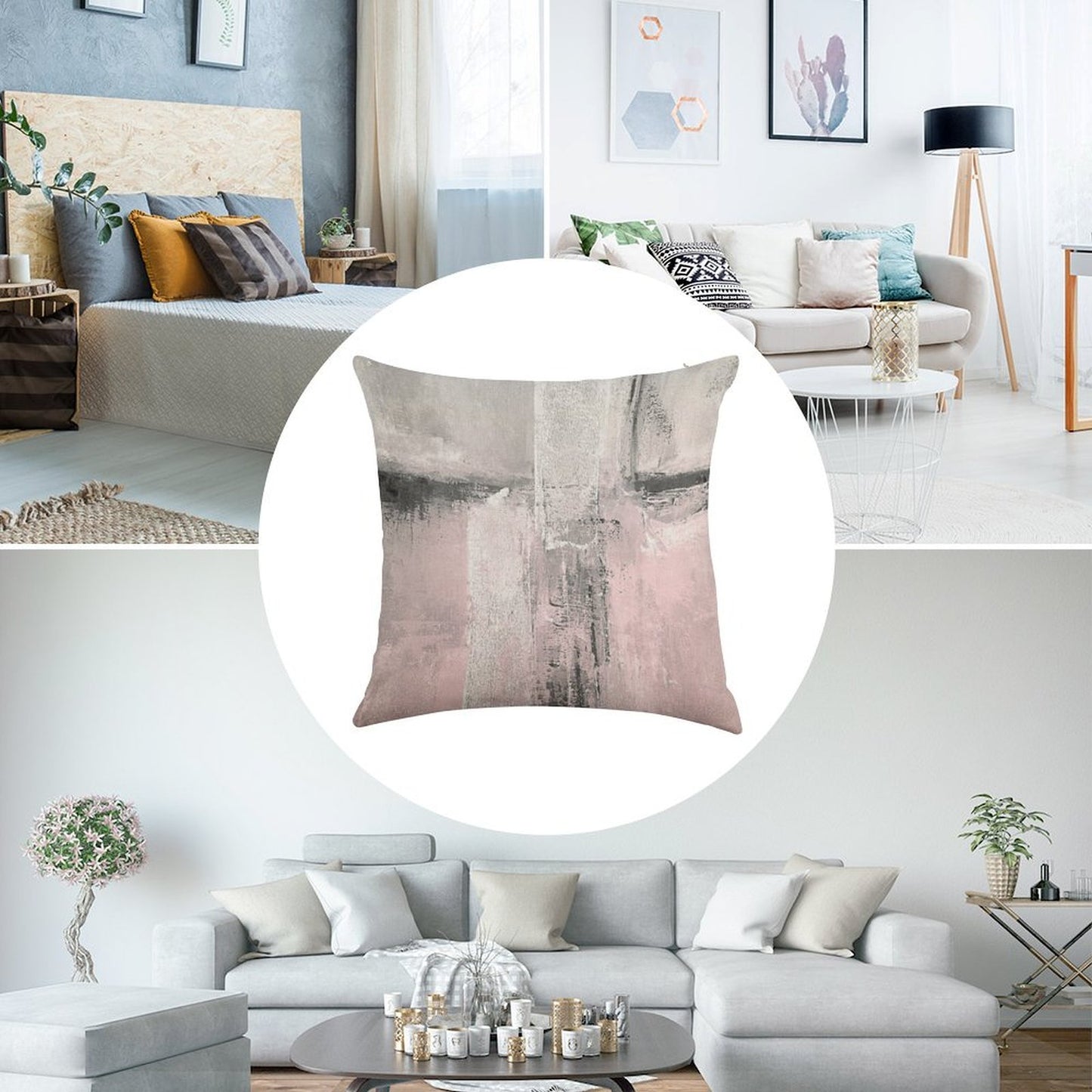 Blush Linen Throw Pillow Cover