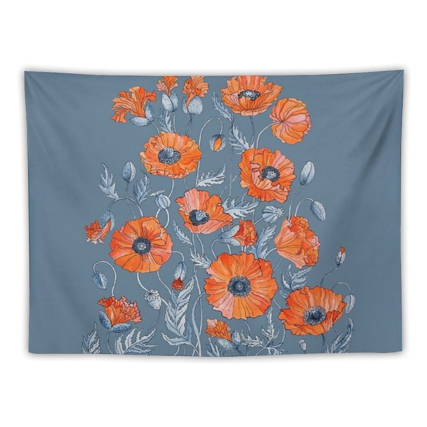 Poppies Floral Botanical Art Tapestry