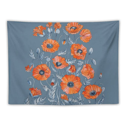 Poppies Floral Botanical Art Tapestry