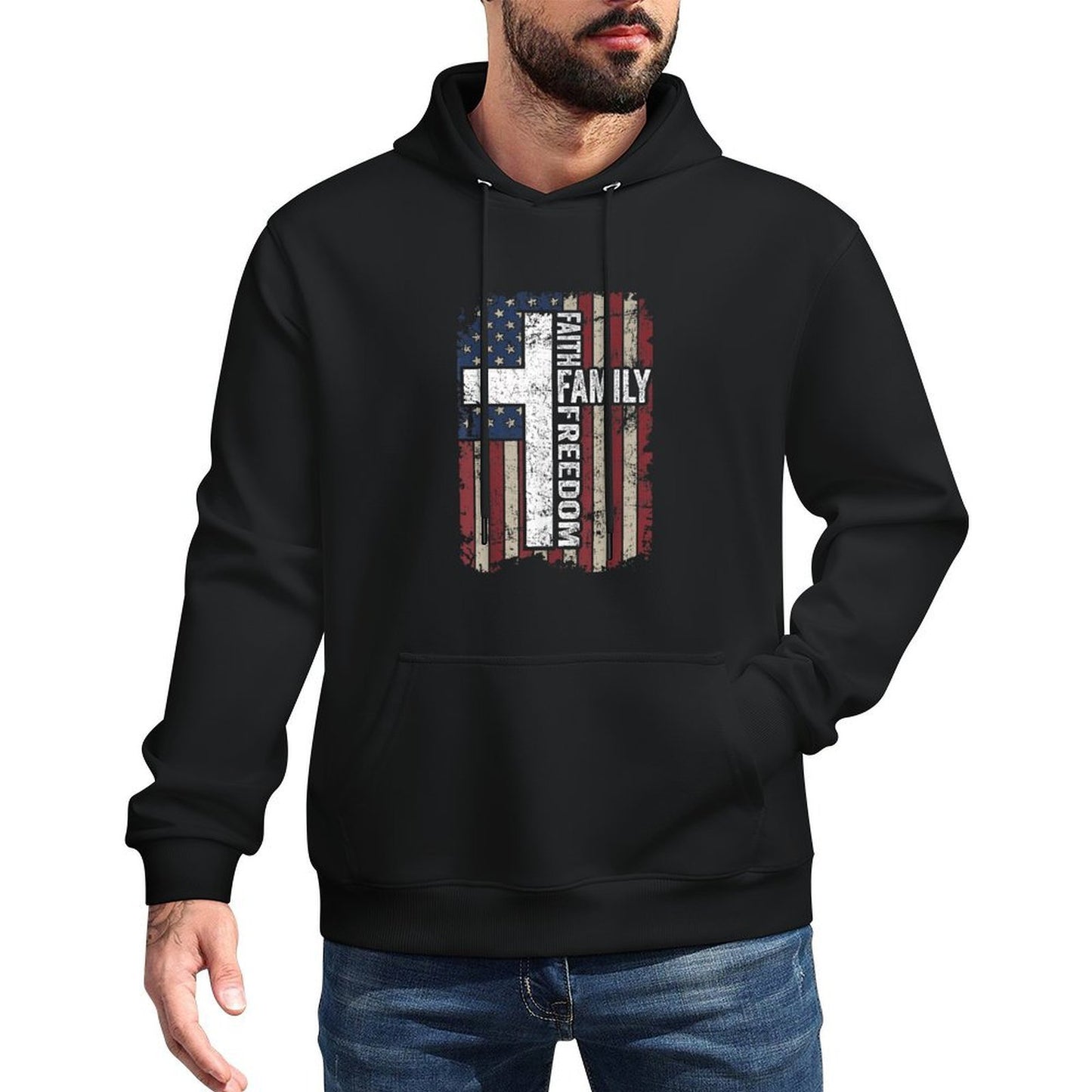 Faith Family Freedom - Patriotic Christian Vintage USA Pilling-Resistant Hoodie