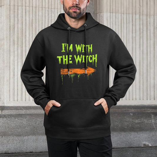 Im with The Witch Funny Halloween His And Her Gifts Relaxed Fit Hoodie