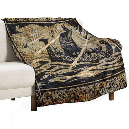 Long Viking Voyage Throw Blanket