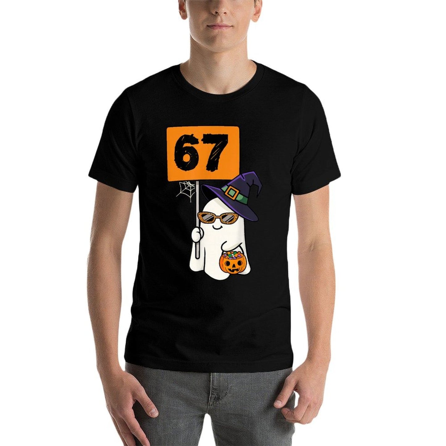 Haunted by 6-7 Funny Teacher 67 Halloween Skeleton Six Seven  Rolled Sleeves T-Shirt