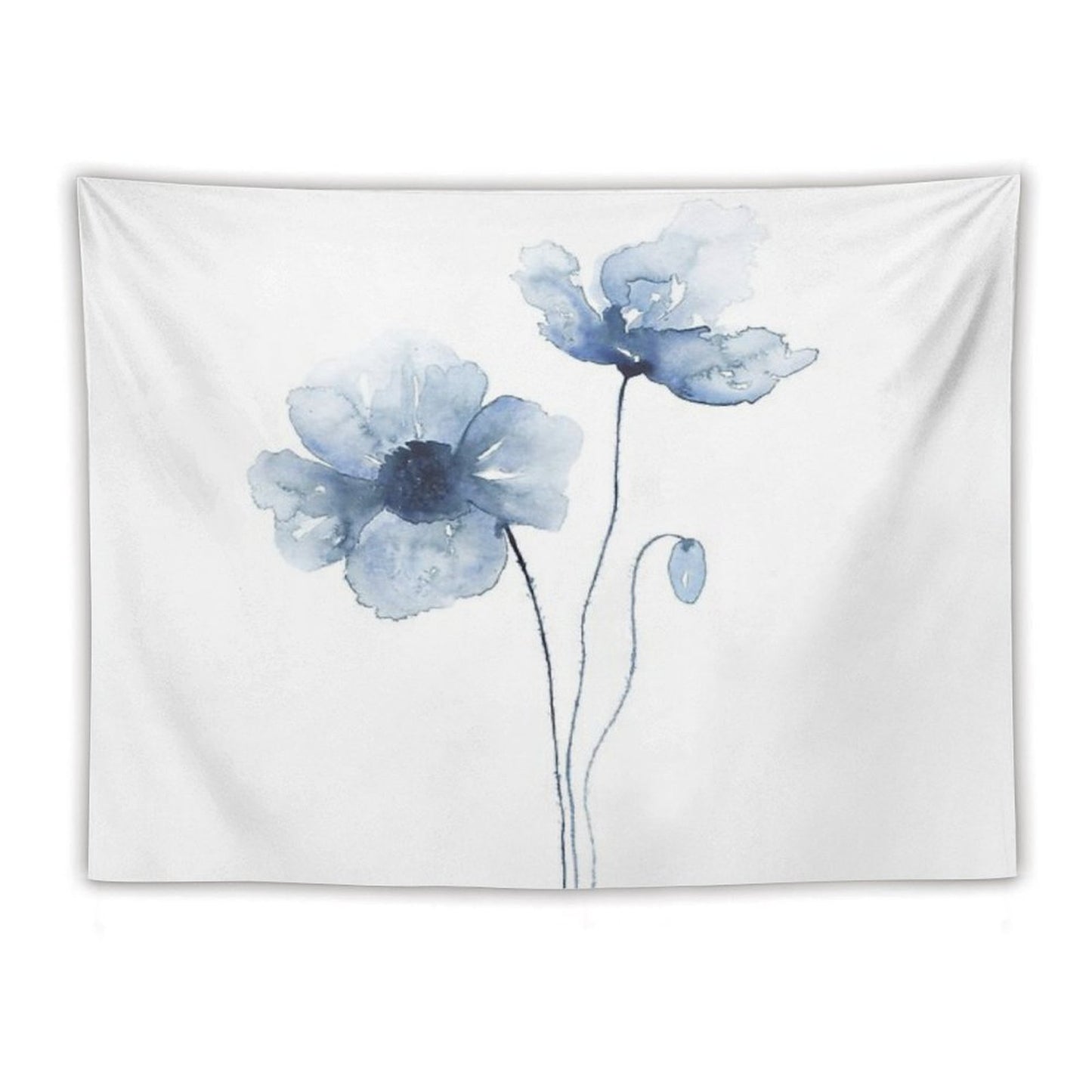 Blue Watercolor Poppies Tapestry