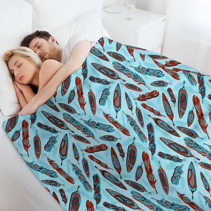 Tlingit Feathers - Blue Throw Blanket