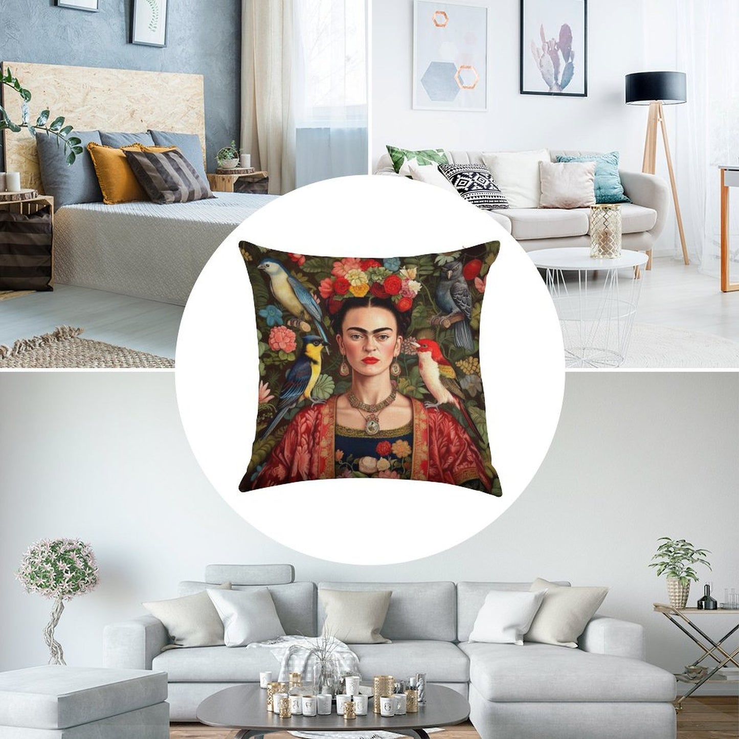 Frida Kahlo 7 Linen Throw Pillow Cover
