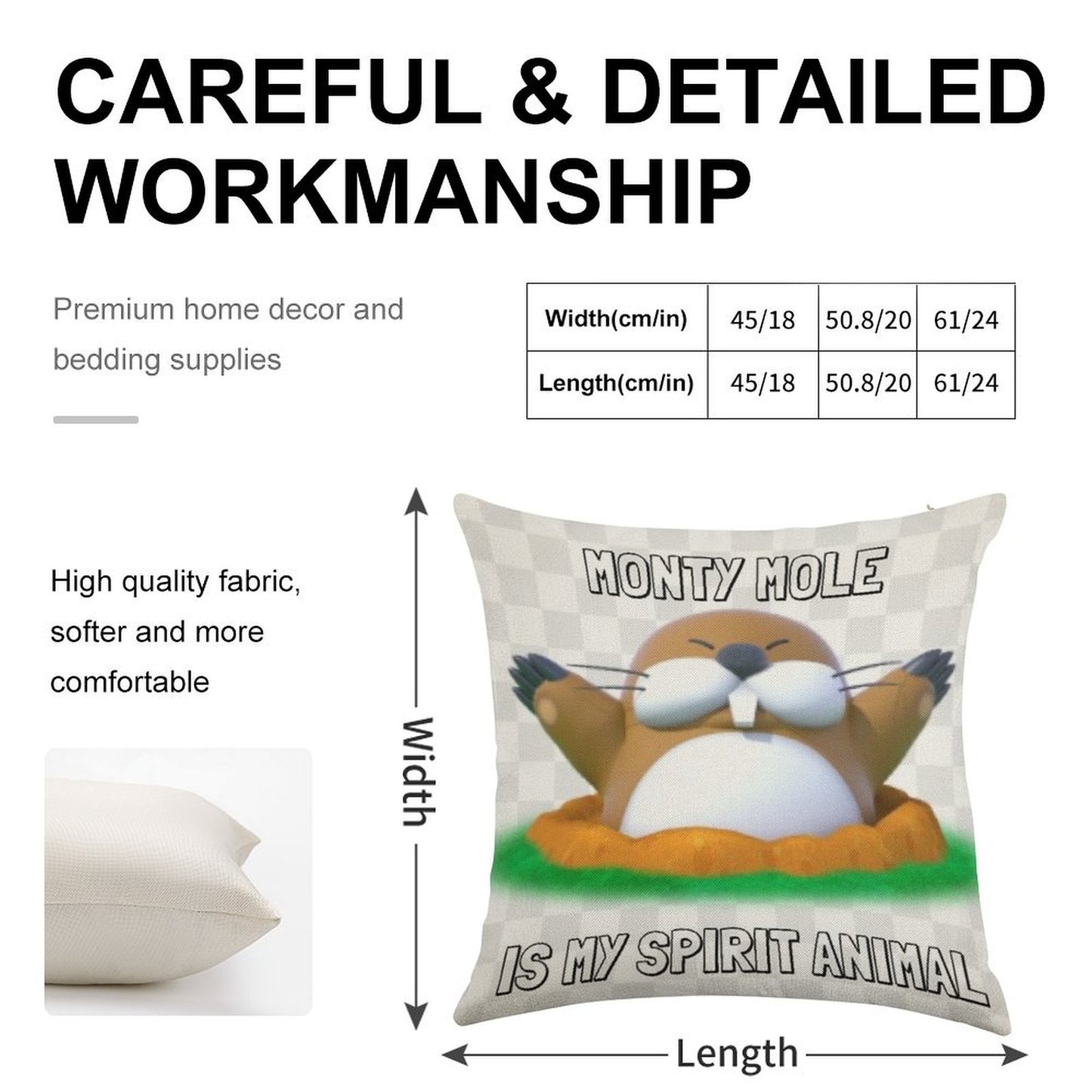 Monty Mole Is My Spirit Animal Linen Throw Pillow Cover
