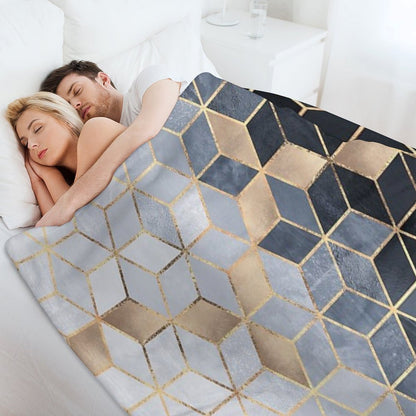 Soft Blue Gradient Cubes Throw Blanket