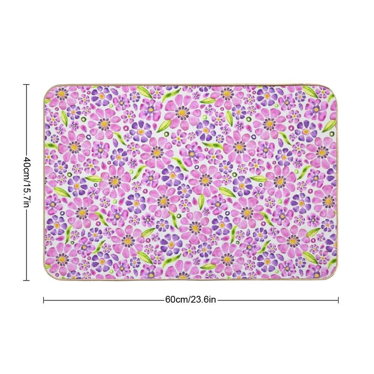 Gerbera Daisy Watercolor- Pink Purple  Dirt-Trapping Bath Mat