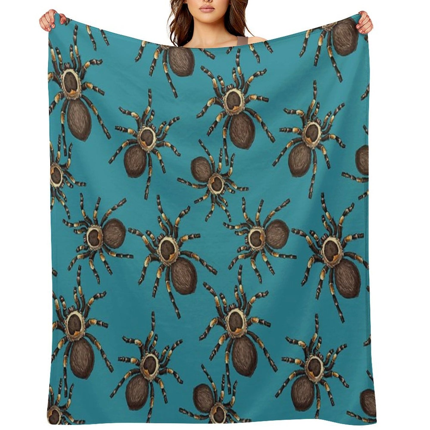 Tarantula on Blue Throw Blanket